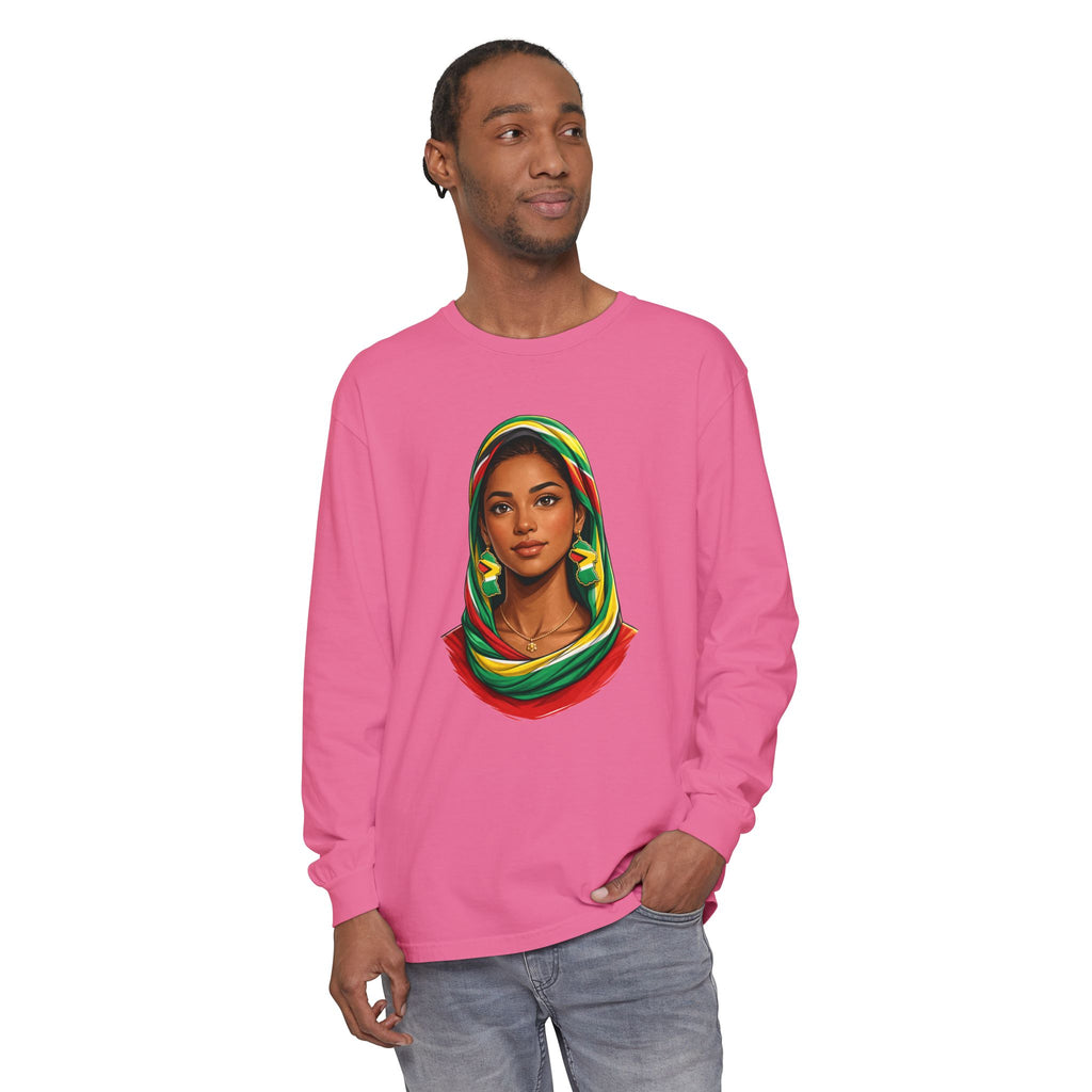 Indo Guyanese Woman Portrait — "Her Grace and Presence Does the Talking" Long Sleeve Tee