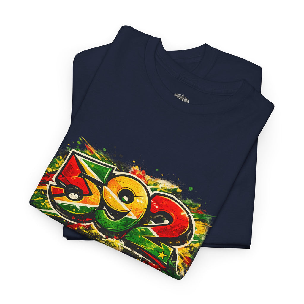 Guyana 592 Retro Street Art Tee — Vintage Area Code Pride