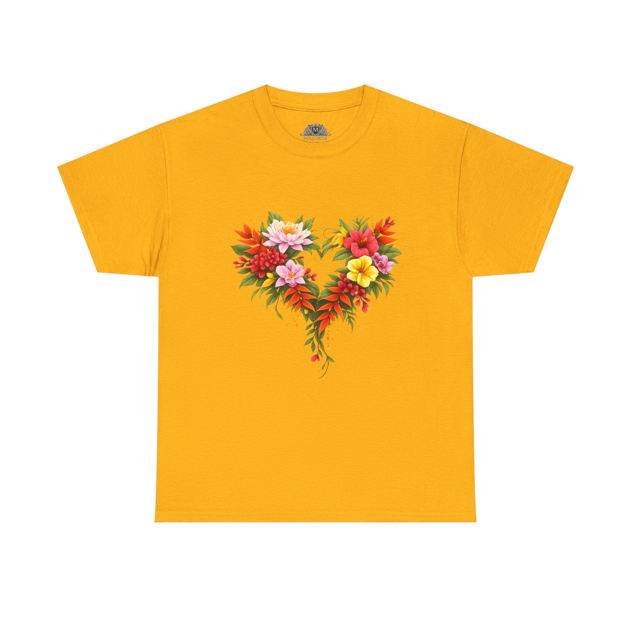 Floral Heart T‑Shirt — Tropical Flower Heart Graphic Tee