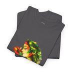 Guyana Hibiscus Tee — Woman Smelling Flower