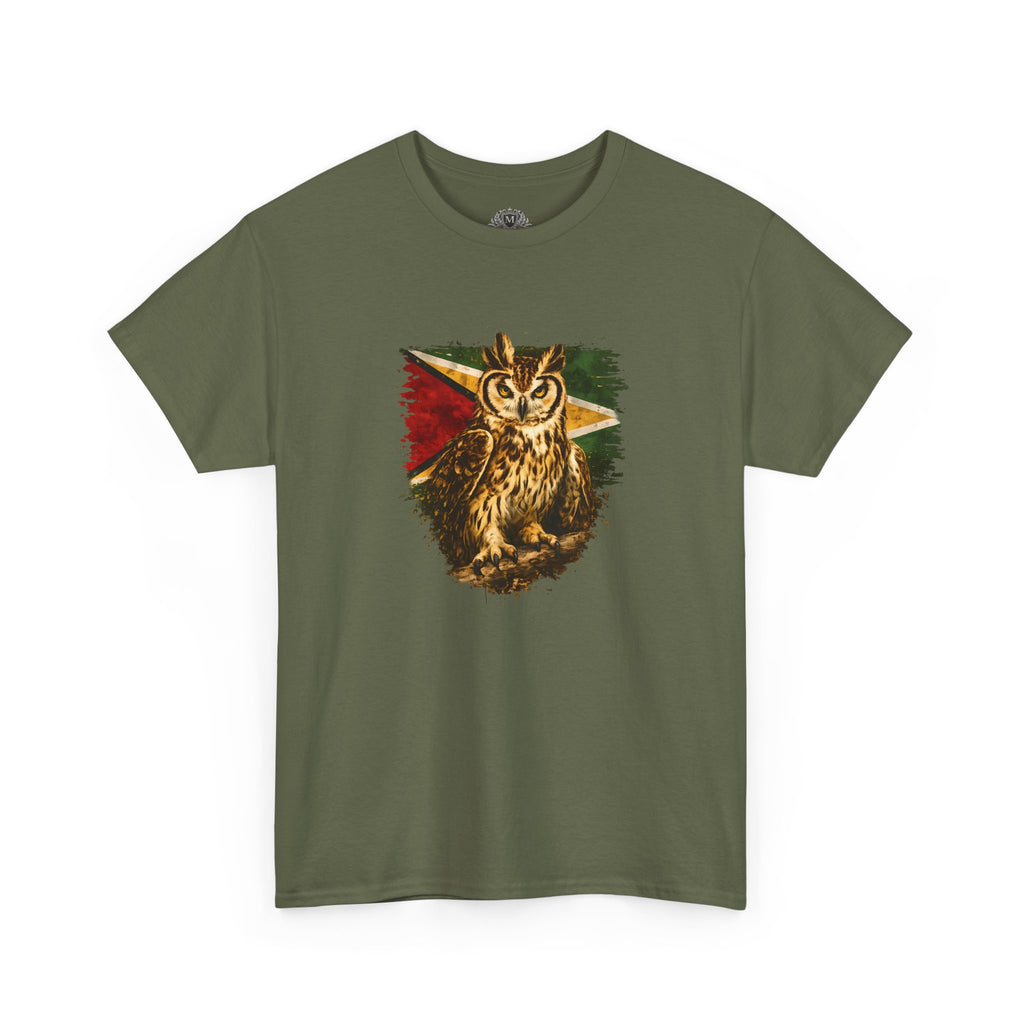 Hunter of the Night - Stripe Owl with Guyana Flag T‑Shirt