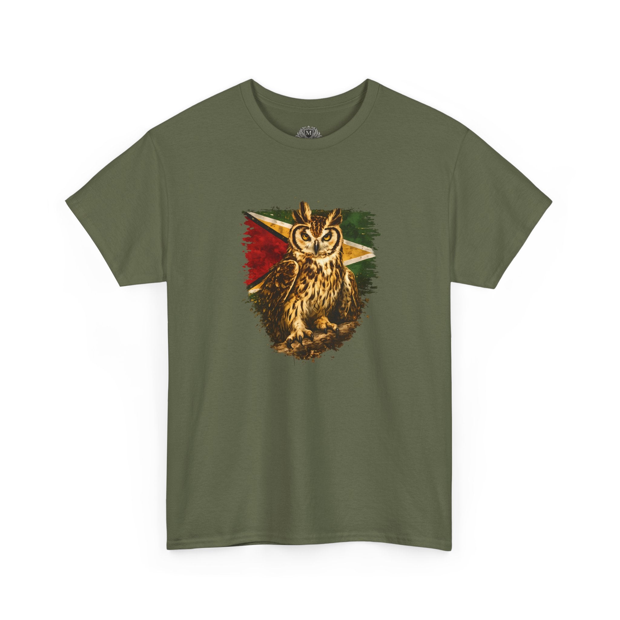 Hunter of the Night - Stripe Owl with Guyana Flag T‑Shirt