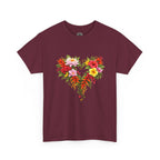 Floral Heart T‑Shirt — Tropical Flower Heart Graphic Tee