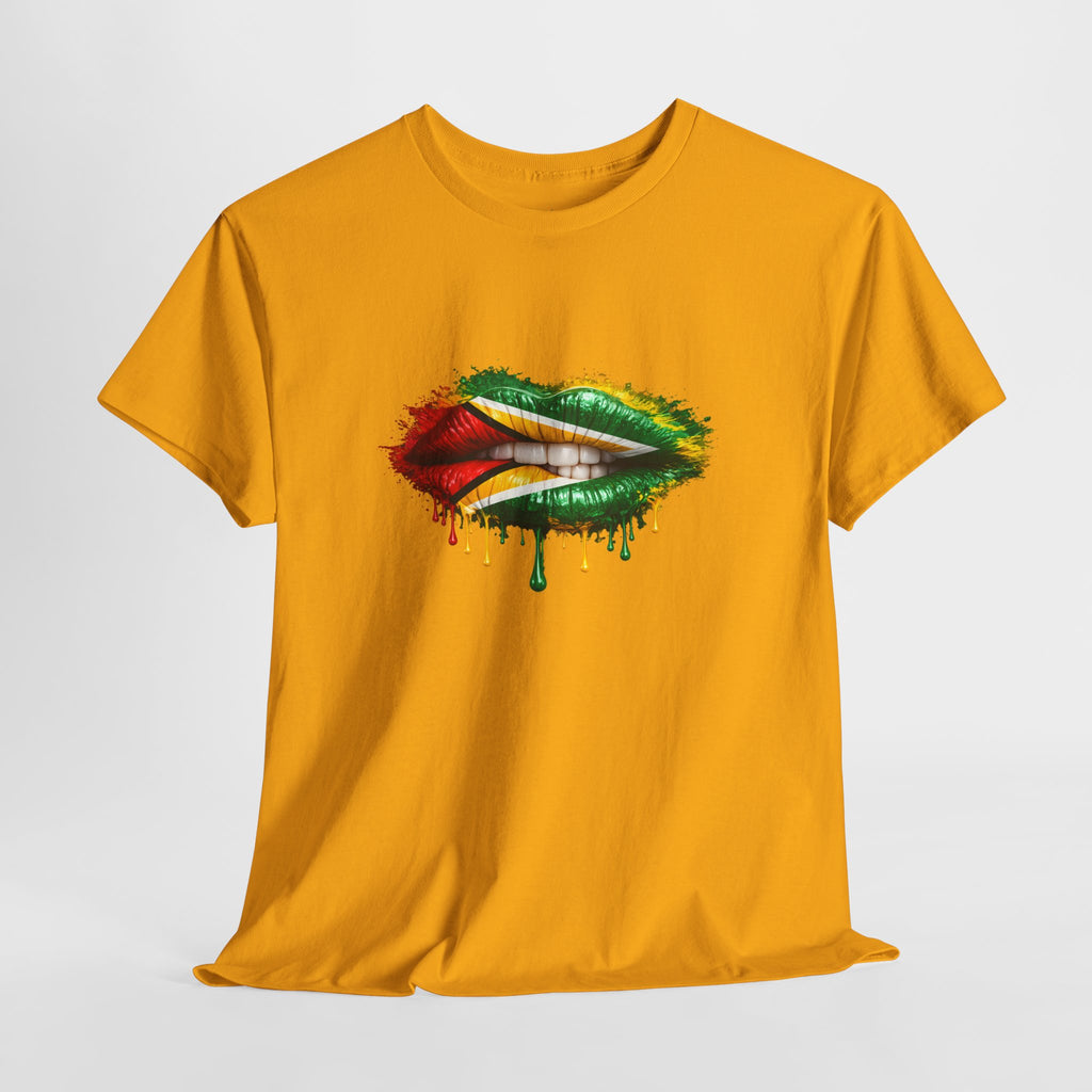 Guyana Flag Lip Oil Painting Graphic Tee