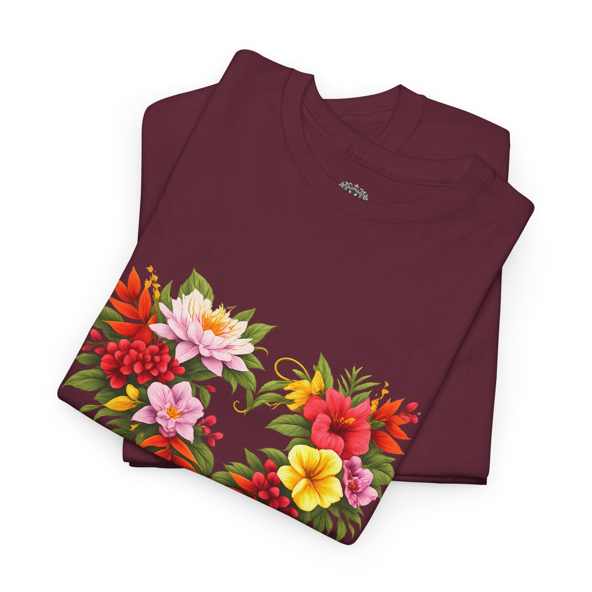 Floral Heart T‑Shirt — Tropical Flower Heart Graphic Tee