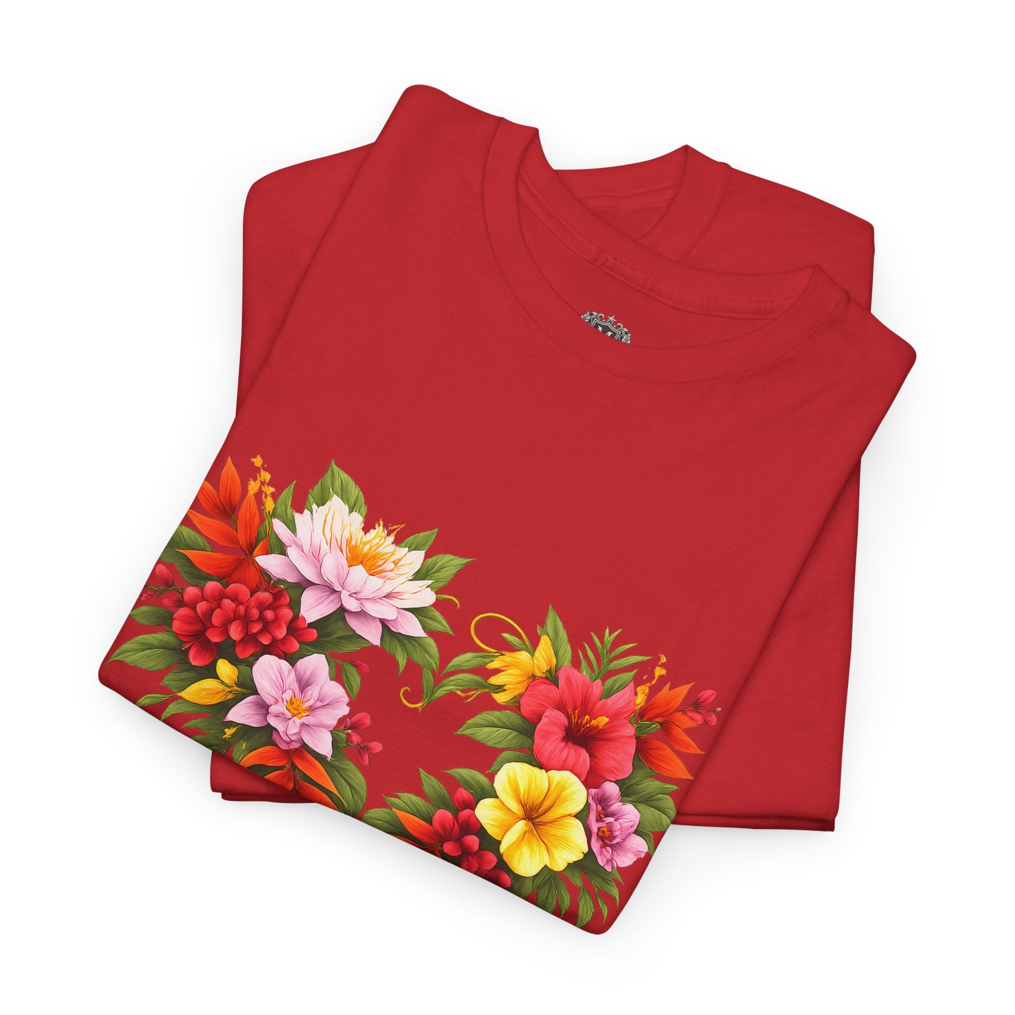 Floral Heart T‑Shirt — Tropical Flower Heart Graphic Tee