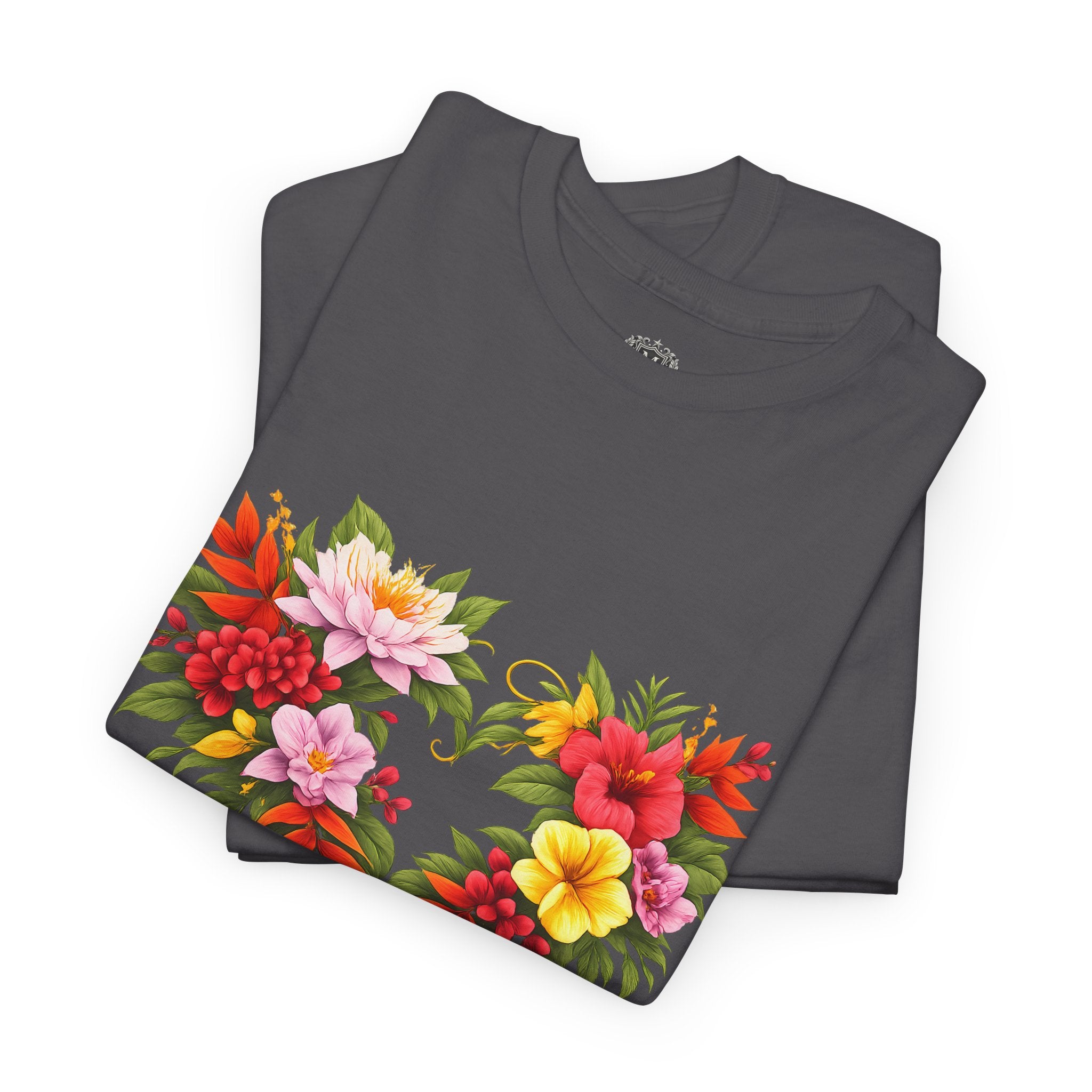 Floral Heart T‑Shirt — Tropical Flower Heart Graphic Tee