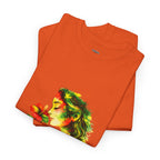 Guyana Hibiscus Tee — Woman Smelling Flower
