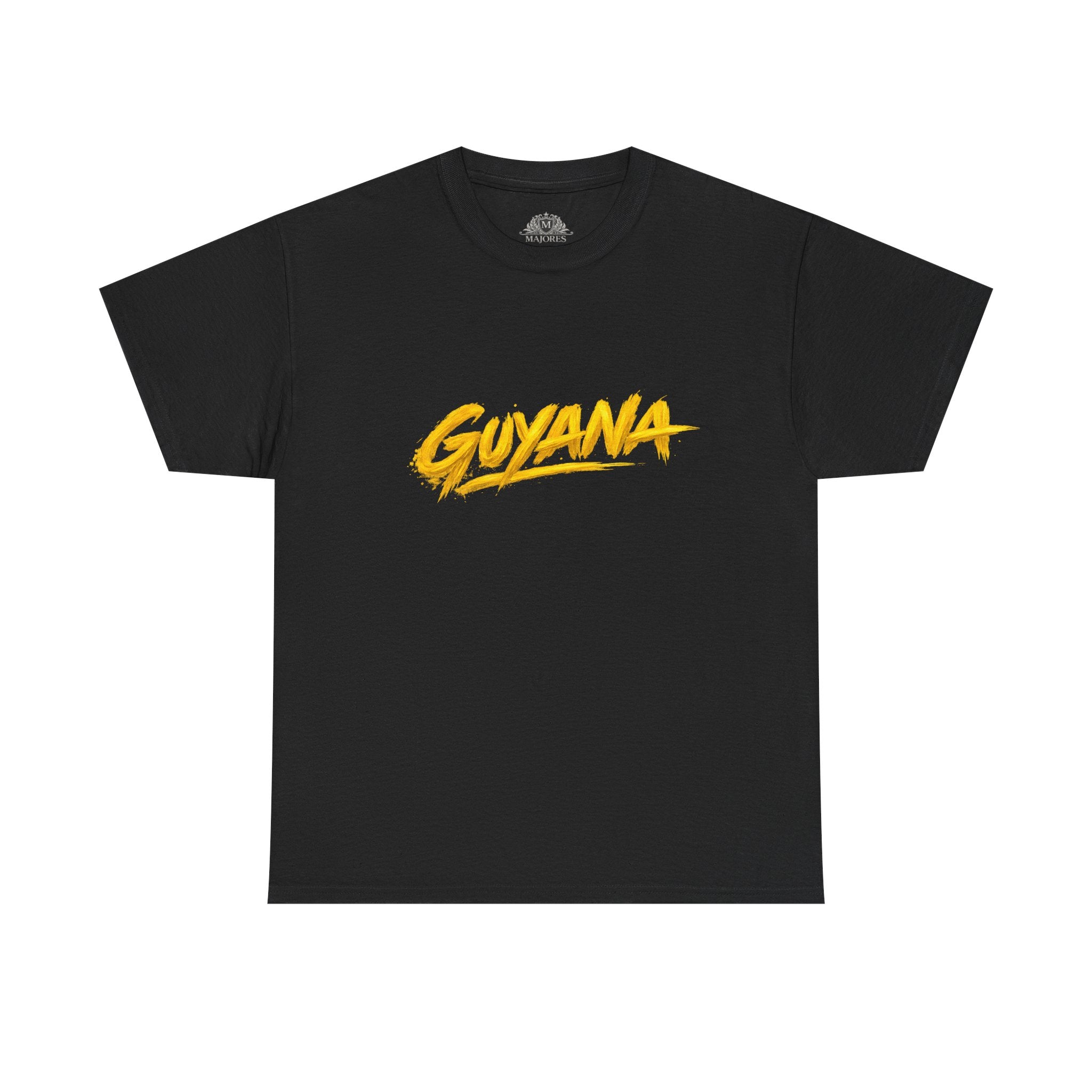 Guyana Script Tee — Bold Yellow Graphic T-Shirt