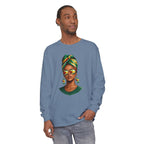 Afro Guyanese Woman Portrait — "Her Presence Does the Talking" Long Sleeve Tee