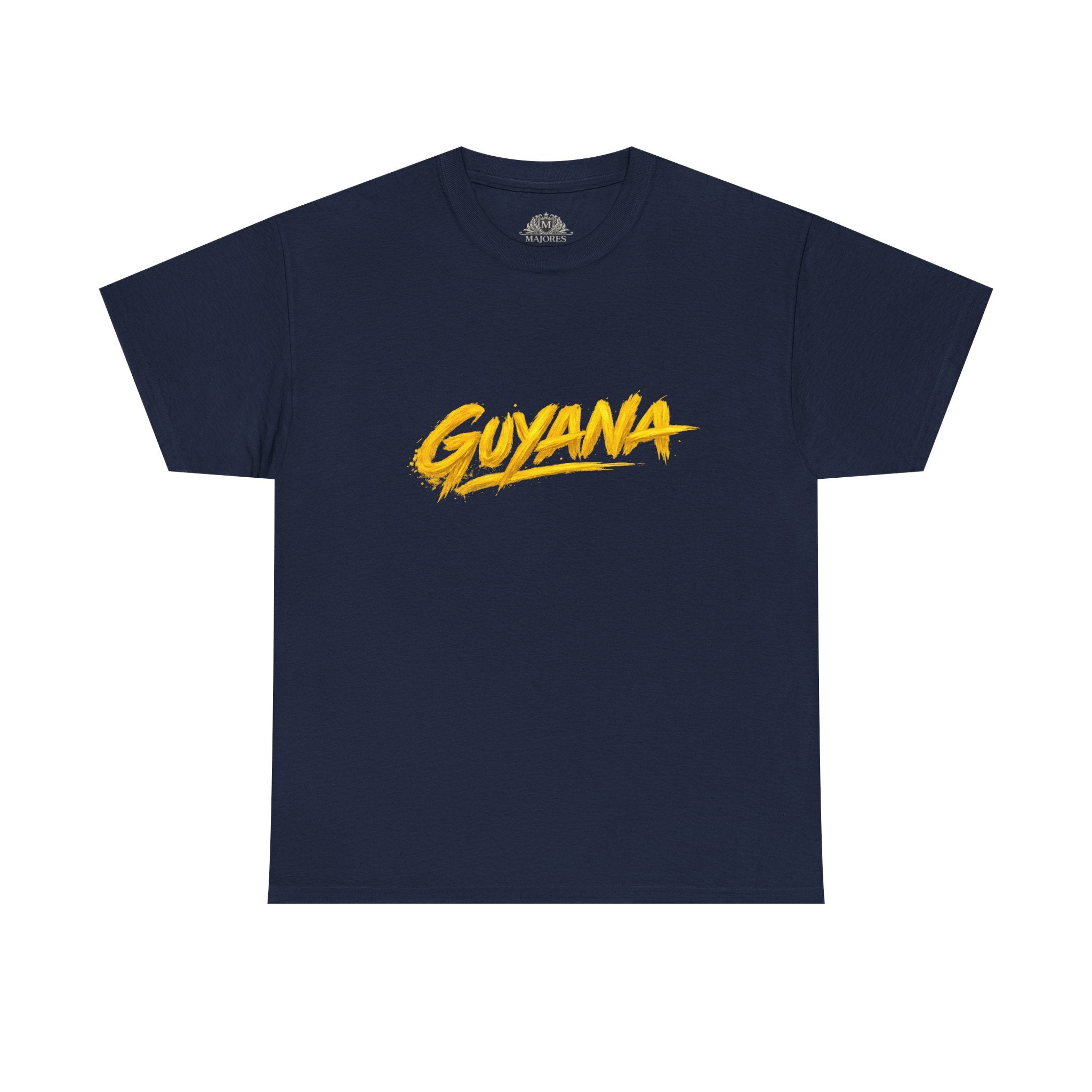 Guyana Script Tee — Bold Yellow Graphic T-Shirt