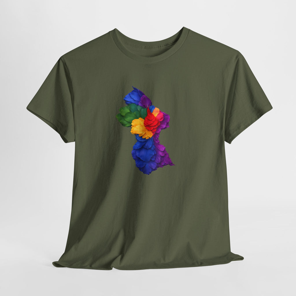 Guyana Floral Map T-Shirt — Colorful Petal Map Tee