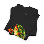 Guyana Hibiscus Tee — Woman Smelling Flower